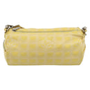 CHANEL New Travel Shoulder Bag Nylon Yellow Silver CC Auth 139359-13