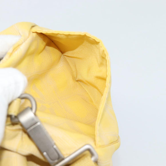 CHANEL New Travel Shoulder Bag Nylon Yellow Silver CC Auth 139359