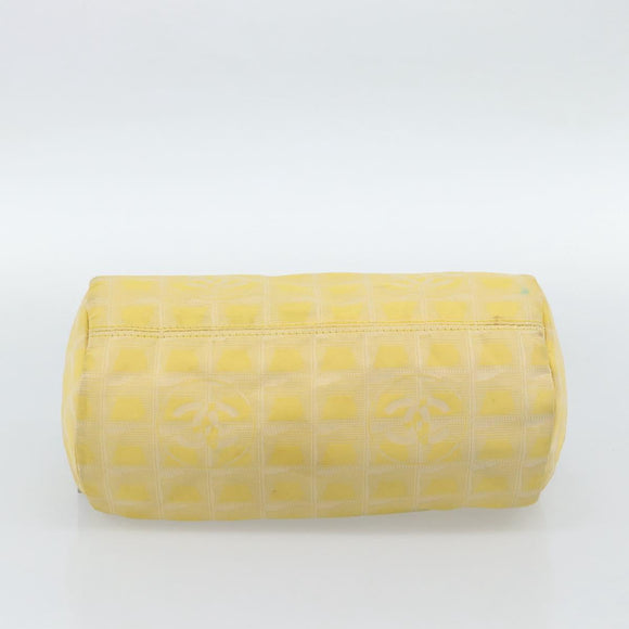 CHANEL New Travel Shoulder Bag Nylon Yellow Silver CC Auth 139359