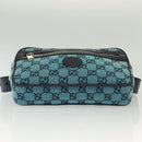GUCCI GG Canvas Waist Bag Blue Silver 658657 Auth 139364-10