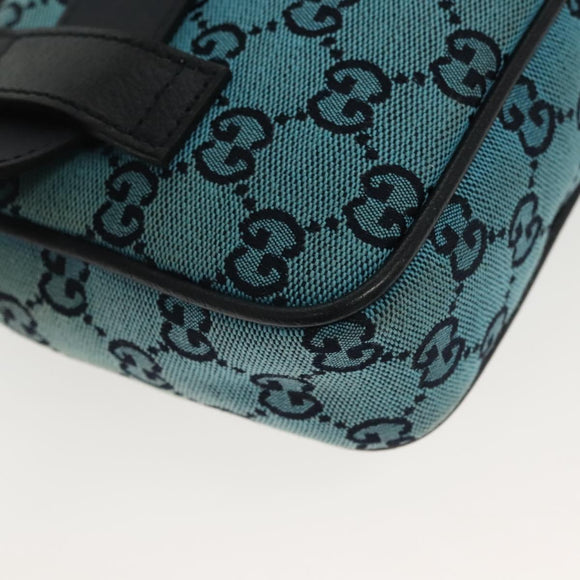 GUCCI GG Canvas Waist Bag Blue Silver 658657 Auth 139364