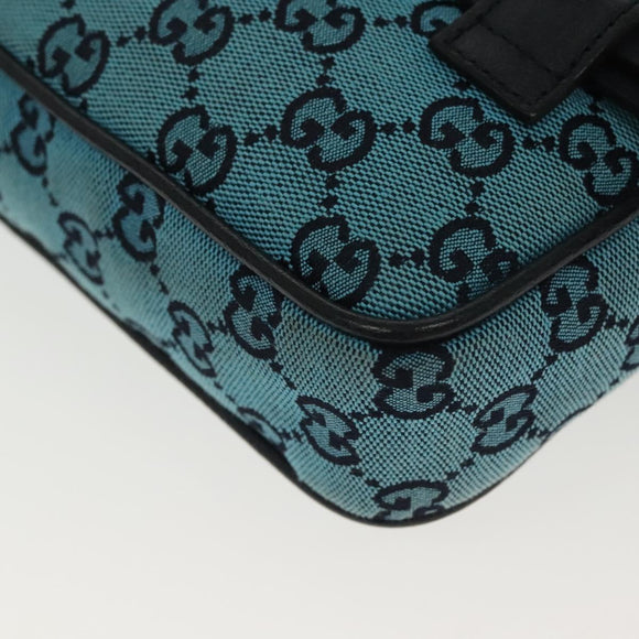 GUCCI GG Canvas Waist Bag Blue Silver 658657 Auth 139364