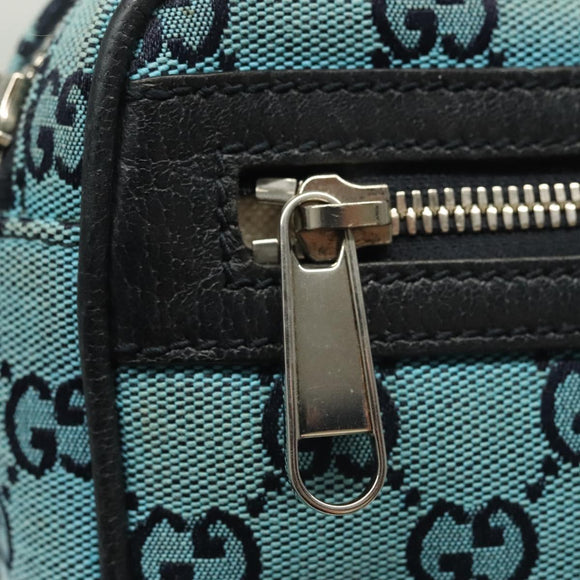 GUCCI GG Canvas Waist Bag Blue Silver 658657 Auth 139364
