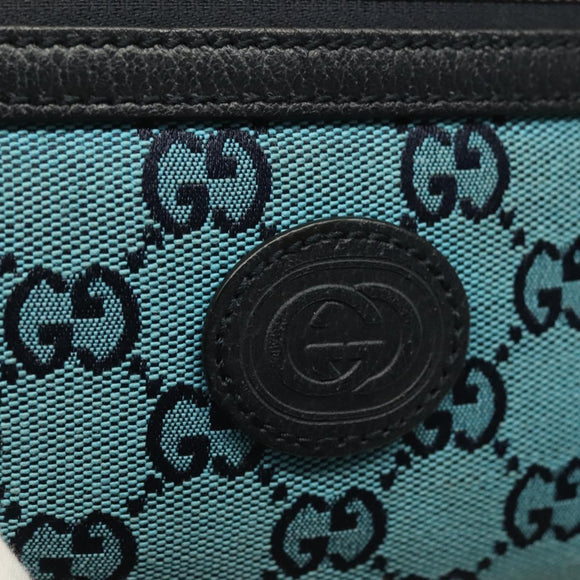 GUCCI GG Canvas Waist Bag Blue Silver 658657 Auth 139364