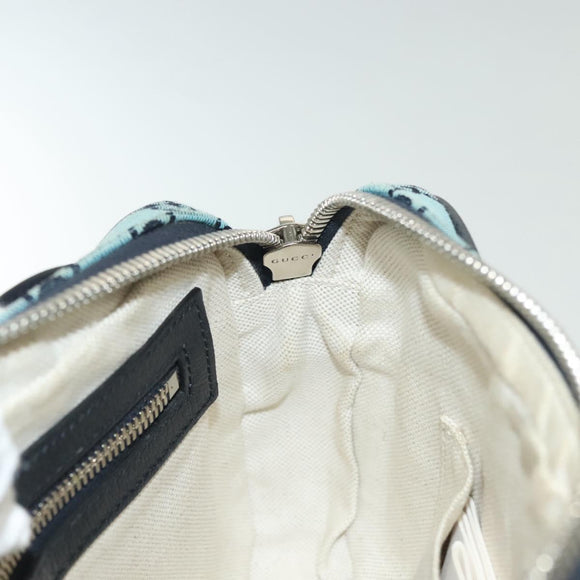 GUCCI GG Canvas Waist Bag Blue Silver 658657 Auth 139364