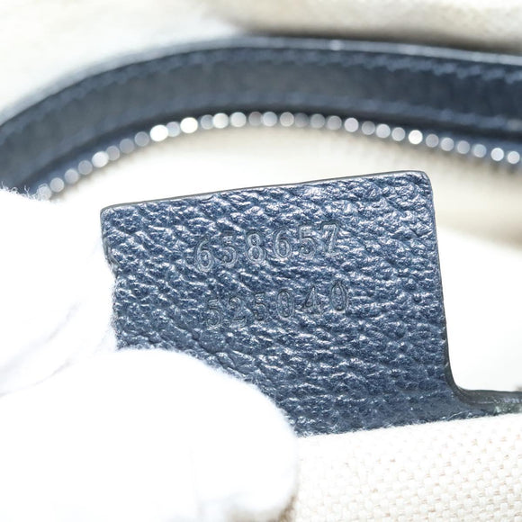 GUCCI GG Canvas Waist Bag Blue Silver 658657 Auth 139364