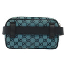 GUCCI GG Canvas Waist Bag Blue Silver 658657 Auth 139364-3