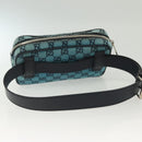 GUCCI GG Canvas Waist Bag Blue Silver 658657 Auth 139364-7