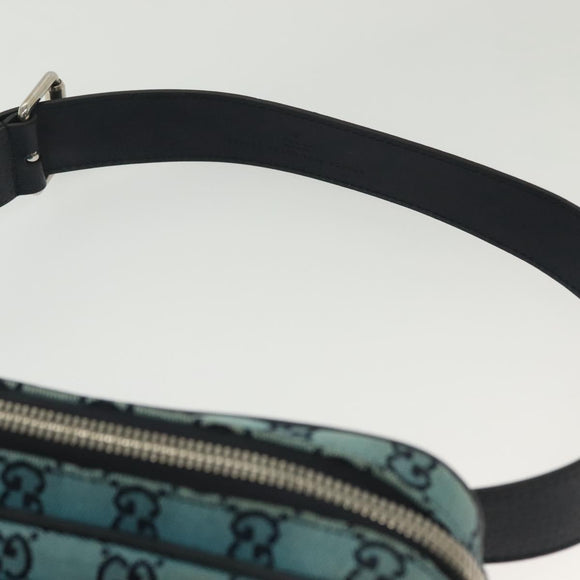 GUCCI GG Canvas Waist Bag Blue Silver 658657 Auth 139364