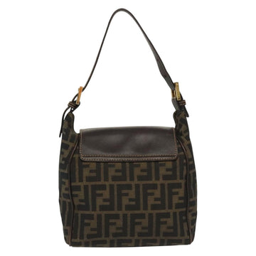 FENDI Zucca Canvas Shoulder Bag Black Brown Auth 139367 - 0