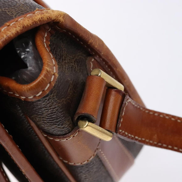 CELINE Macadam Canvas Shoulder Bag PVC Leather Brown Gold Auth 139393