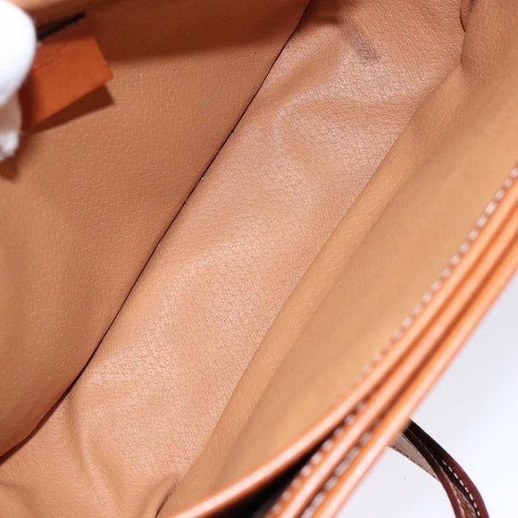 CELINE Macadam Canvas Shoulder Bag PVC Leather Brown Gold Auth 139393