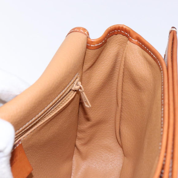 CELINE Macadam Canvas Shoulder Bag PVC Leather Brown Gold Auth 139393