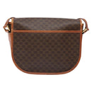 CELINE Macadam Canvas Shoulder Bag PVC Leather Brown Gold Auth 139393-2