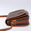 CELINE Macadam Canvas Shoulder Bag PVC Leather Brown Gold Auth 139393-4