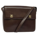 CELINE Shoulder Bag Leather Brown Gold Auth 139394-1