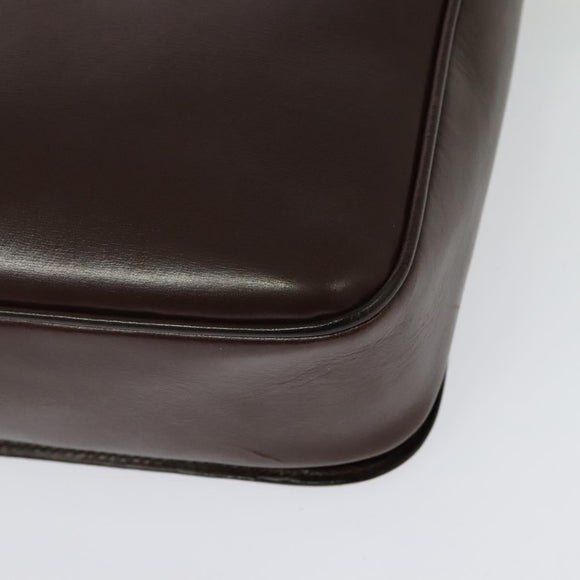 CELINE Shoulder Bag Leather Brown Gold Auth 139394