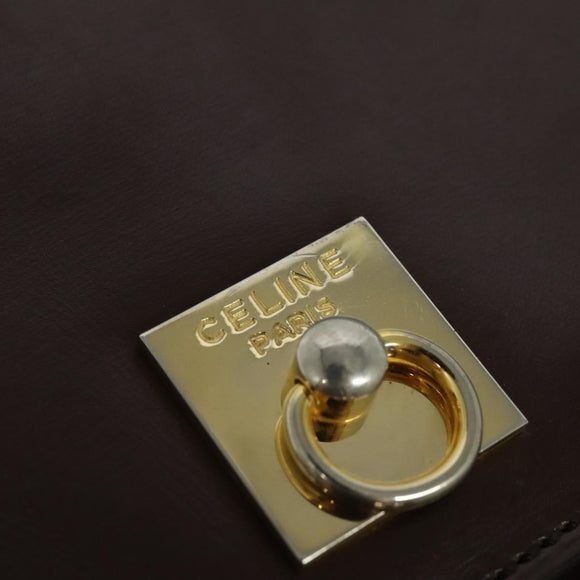 CELINE Umhängetasche Leder Braun Gold Original 139394