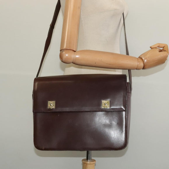 CELINE Umhängetasche Leder Braun Gold Original 139394