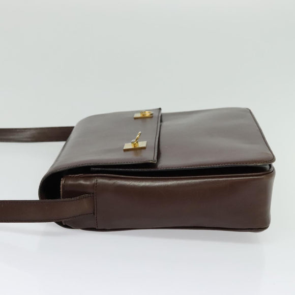CELINE Umhängetasche Leder Braun Gold Original 139394