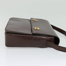 CELINE Shoulder Bag Leather Brown Gold Auth 139394-4