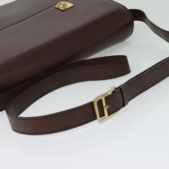 CELINE Umhängetasche Leder Braun Gold Original 139394