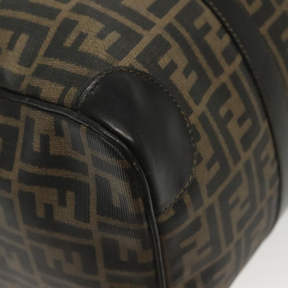 FENDI Zucca Canvas Hand Bag PVC Black Brown Auth 139395