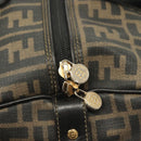FENDI Zucca Canvas Hand Bag PVC Black Brown Auth 139395-18