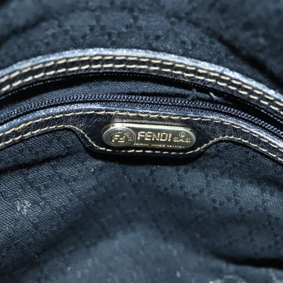 FENDI Zucca Canvas Hand Bag PVC Black Brown Auth 139395