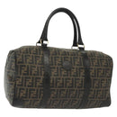 FENDI Zucca Canvas Hand Bag PVC Black Brown Auth 139395-1