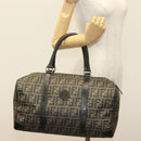 FENDI Zucca Canvas Hand Bag PVC Black Brown Auth 139395-23