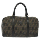 FENDI Zucca Canvas Hand Bag PVC Black Brown Auth 139395-13