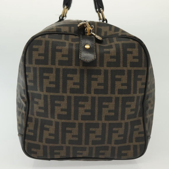 FENDI Zucca Canvas Hand Bag PVC Black Brown Auth 139395