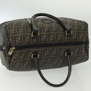 FENDI Zucca Canvas Hand Bag PVC Black Brown Auth 139395-6