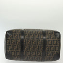FENDI Zucca Canvas Hand Bag PVC Black Brown Auth 139395-5