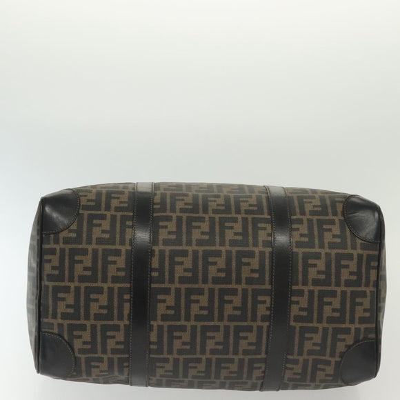 FENDI Zucca Canvas Hand Bag PVC Black Brown Auth 139395
