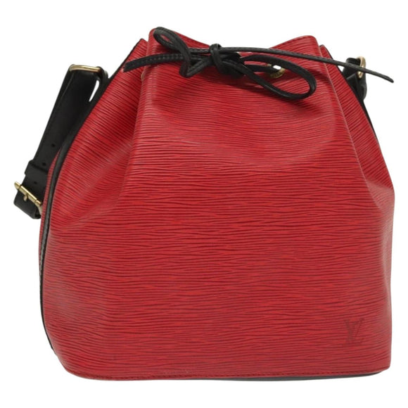 LOUIS VUITTON Epi Petit Noe Shoulder Bag Bicolor Black Red M44017 LV Auth 139399