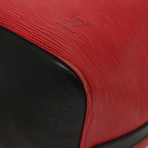 LOUIS VUITTON Epi Petit Noe Shoulder Bag Bicolor Black Red M44017 LV Auth 139399