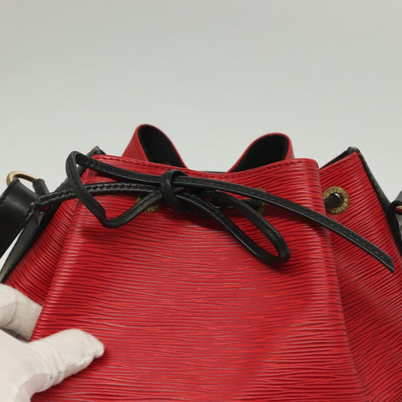 LOUIS VUITTON Epi Petit Noe Shoulder Bag Bicolor Black Red M44017 LV Auth 139399