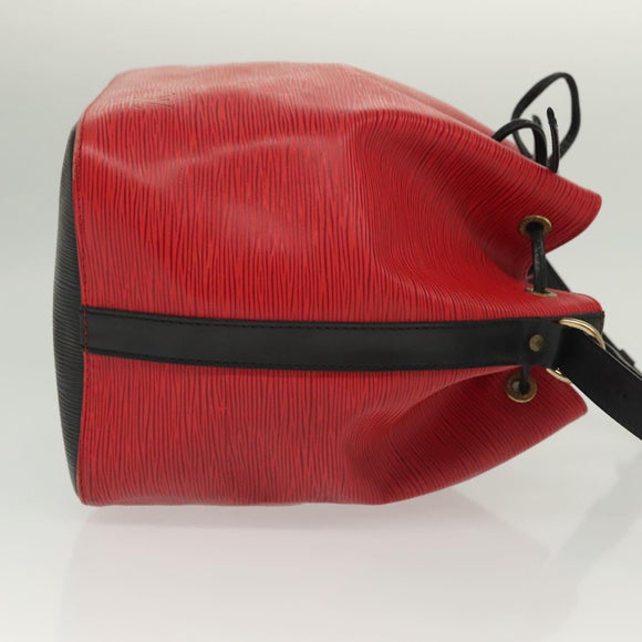 LOUIS VUITTON Epi Petit Noe Shoulder Bag Bicolor Black Red M44017 LV Auth 139399
