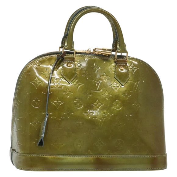 LOUIS VUITTON Monogram Vernis Alma PM Hand Bag Veil Olive M91582 LV Auth 139401