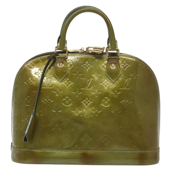 LOUIS VUITTON Monogram Vernis Alma PM Hand Bag Veil Olive M91582 LV Auth 139401