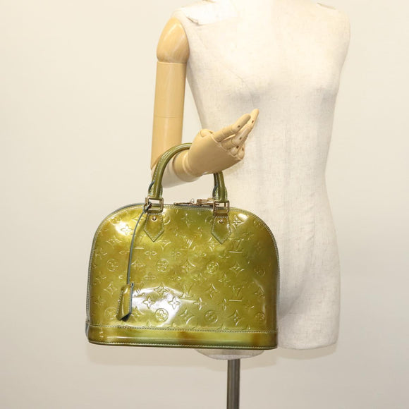 LOUIS VUITTON Monogram Vernis Alma PM Hand Bag Veil Olive M91582 LV Auth 139401