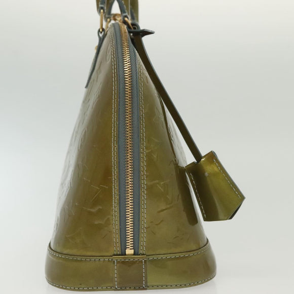 LOUIS VUITTON Monogram Vernis Alma PM Hand Bag Veil Olive M91582 LV Auth 139401