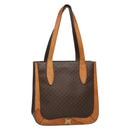 CELINE Macadam Canvas Tote Bag PVC Leather Brown Gold Auth 139407-1