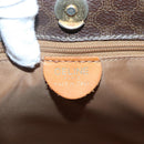 CELINE Macadam Canvas Tote Bag PVC Leather Brown Gold Auth 139407-17