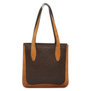 CELINE Macadam Canvas Tote Bag PVC Leather Brown Gold Auth 139407-2