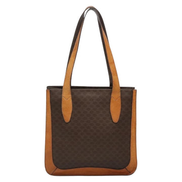 CELINE Macadam Canvas Tote Bag PVC Leather Brown Gold Auth 139407 - 0