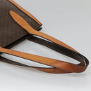CELINE Macadam Canvas Tote Bag PVC Leather Brown Gold Auth 139407-7