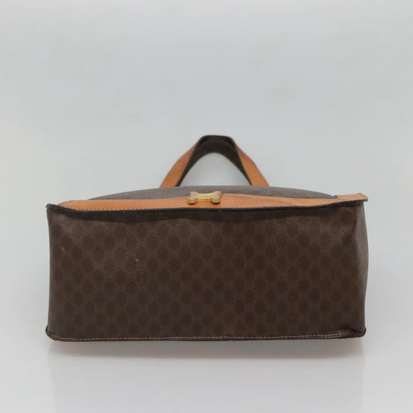 CELINE Macadam Canvas Tote Bag PVC Leather Brown Gold Auth 139407